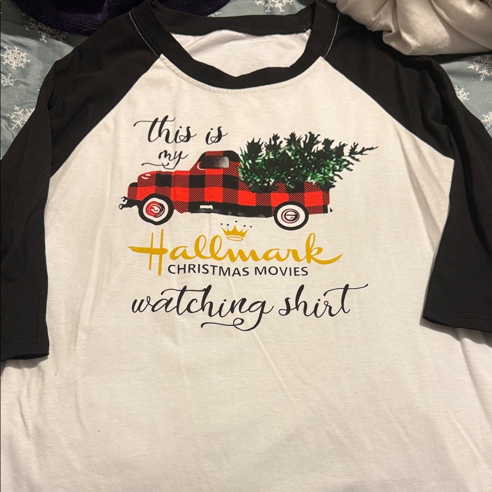 Hallmark Holiday Shirt - Black, White, Red, Green, Gold